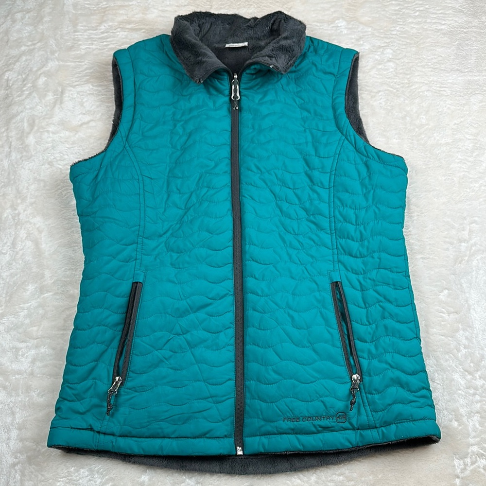 Free Country Turquoise Quilted Vest Lightweight Insulated